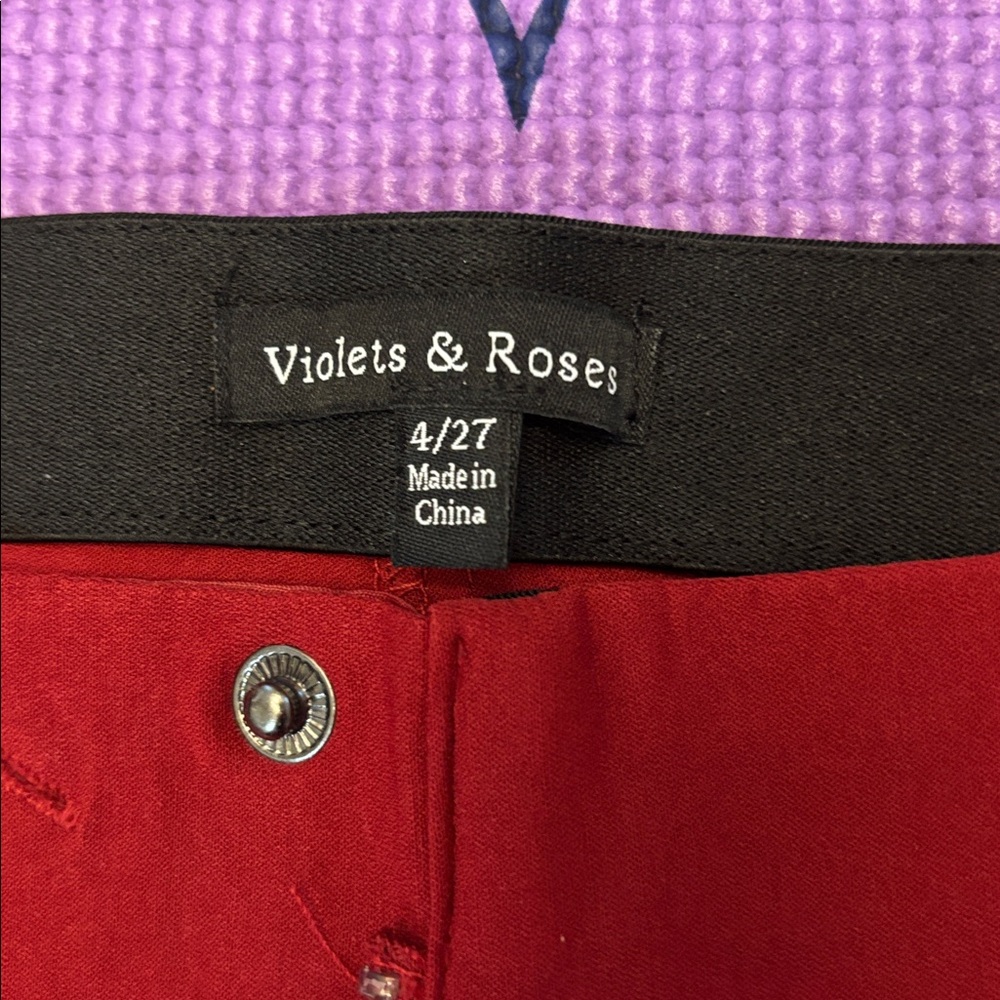 Violets & Roses Stylish Red Pants size 4/27 - Picture 4 of 6